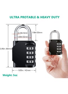 SHOWAY 2 Pcs Combination Padlock with 4-Digit Smooth Dial, Heavy Duty Lock Weather Proof Padlock for Gym, School, Garage, Storage, Luggage Lockers (Black)  - Image 3