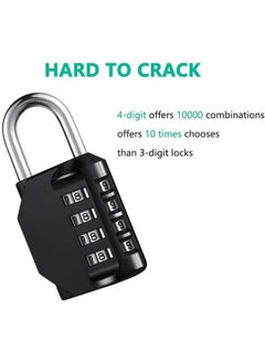 SHOWAY 2 Pcs Combination Padlock with 4-Digit Smooth Dial, Heavy Duty Lock Weather Proof Padlock for Gym, School, Garage, Storage, Luggage Lockers (Black)  - Image 5
