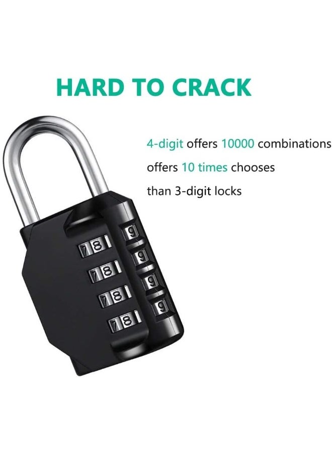 SHOWAY 2 Pcs Combination Padlock with 4-Digit Smooth Dial, Heavy Duty Lock Weather Proof Padlock for Gym, School, Garage, Storage, Luggage Lockers (Black)  - Image 5