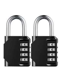 SHOWAY 2 Pcs Combination Padlock with 4-Digit Smooth Dial, Heavy Duty Lock Weather Proof Padlock for Gym, School, Garage, Storage, Luggage Lockers (Black)  - Image 1