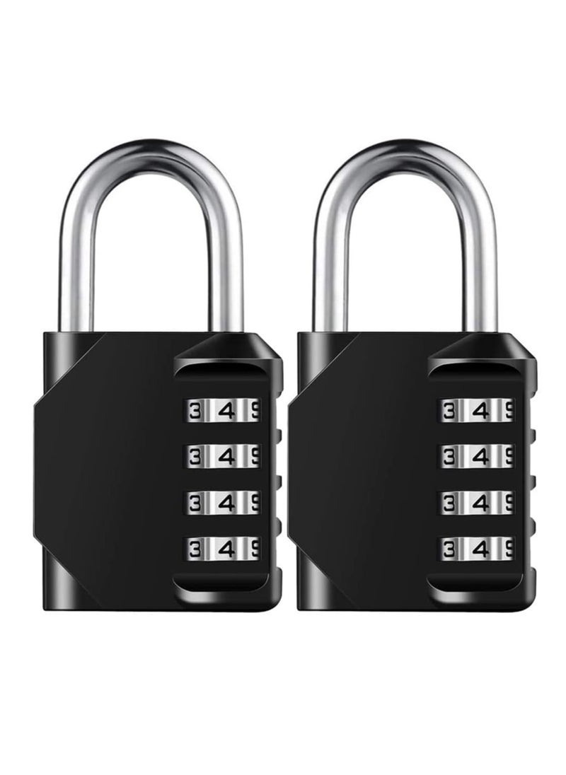 SHOWAY 2 Pcs Combination Padlock with 4-Digit Smooth Dial, Heavy Duty Lock Weather Proof Padlock for Gym, School, Garage, Storage, Luggage Lockers (Black)  - Image 1