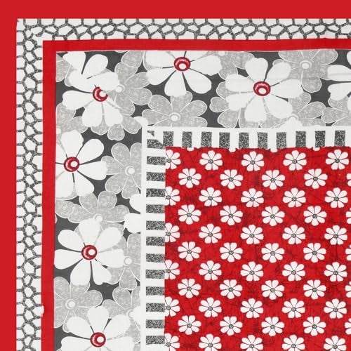 RajasthaniKart® Pure 100% Cotton Single Bed Sheet with 1 Pillow Cover (Bedsheet for Single Bed Cotton, Red Floral) - Image 4