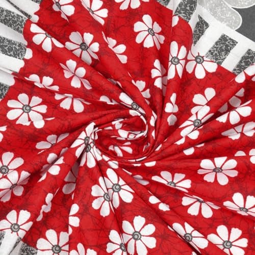 RajasthaniKart® Pure 100% Cotton Single Bed Sheet with 1 Pillow Cover (Bedsheet for Single Bed Cotton, Red Floral) - Image 5