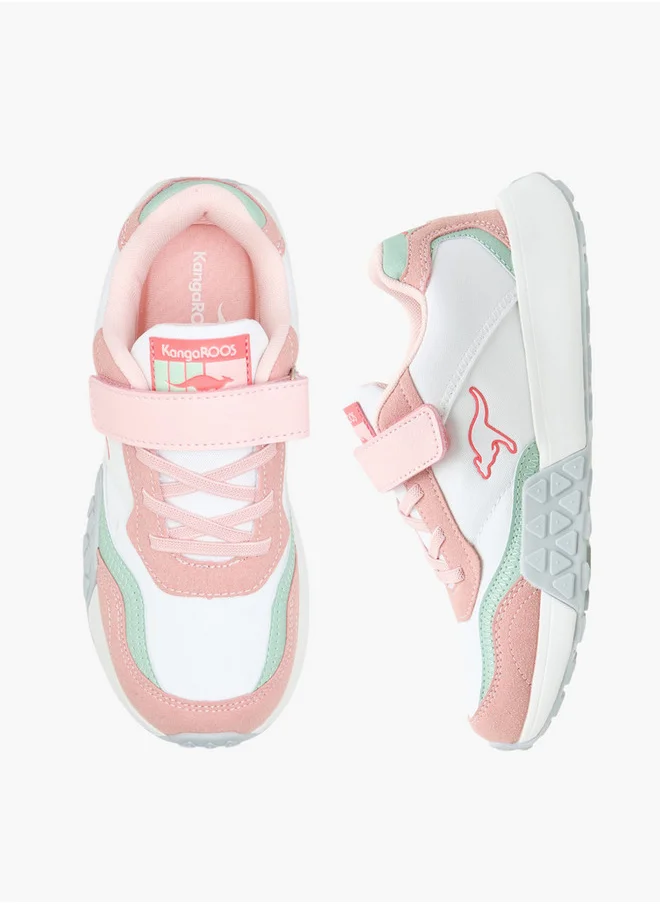 kangaROOS Girls' Colourblock Sports Shoes with Hook and Loop Closure