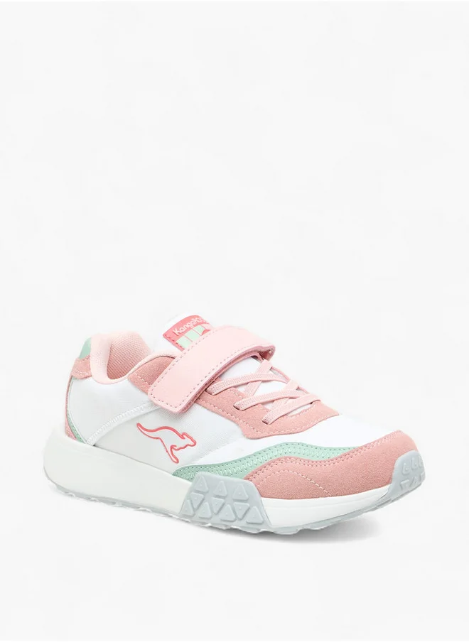 kangaROOS Girls' Colourblock Sports Shoes with Hook and Loop Closure