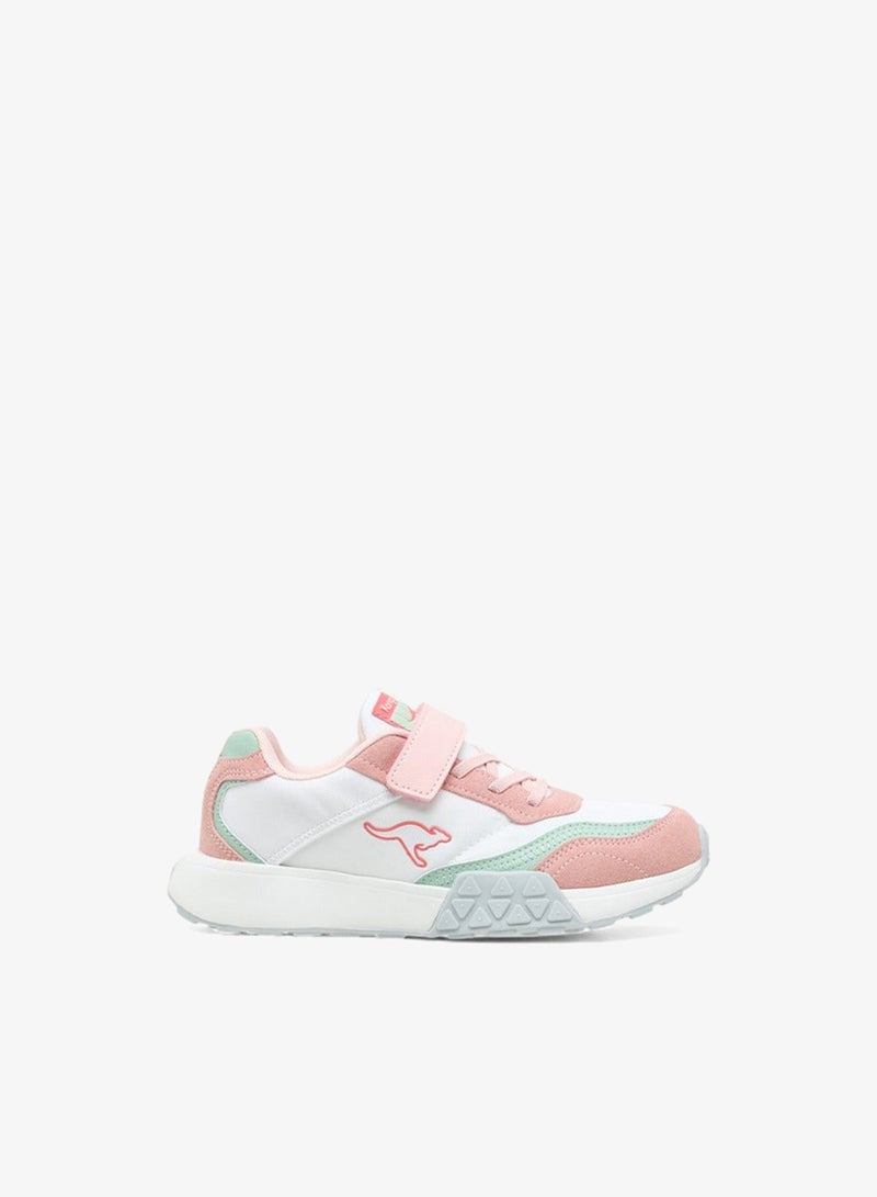 kangaROOS Girls' Colourblock Sports Shoes with Hook and Loop Closure - Image 1
