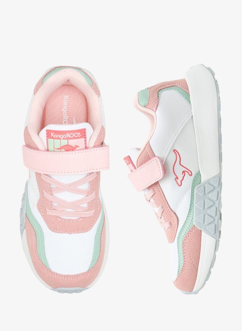 kangaROOS Girls' Colourblock Sports Shoes with Hook and Loop Closure - Image 3