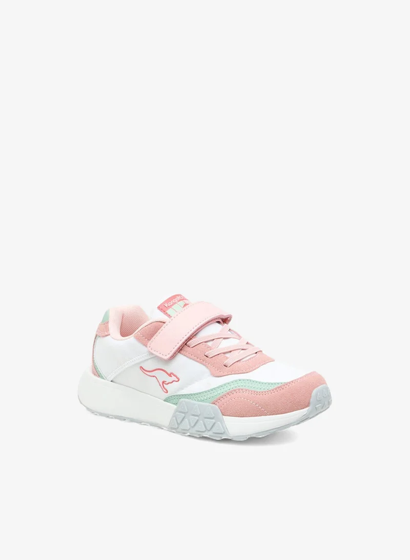 كانغاروس حذاء رياضي بناتي بأربطة لاصقة وتصميم ملون