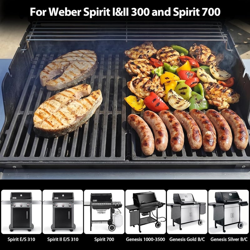 Utheer 7638 Grill Grates for Spirit 300, Porcelain Cast Iron | Fits Spirit E/S-310, E/S-320, E/S-330, helps retain heat and create consistent sear marks, easy to clean - Image 3