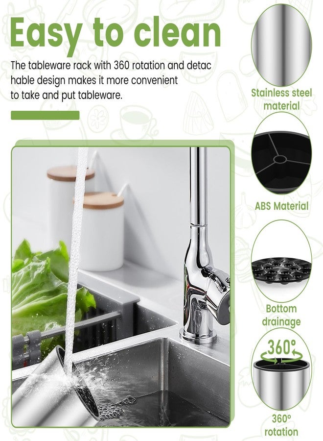 THDUJAYJAY Utensil Holder 360° Rotating Kitchen Utensil Holder Large Stainless Steel Utensil Organizer Detachable Utensil Caddy 3 Compartments Cutlery Holder for Kitchen Counter - Image 4