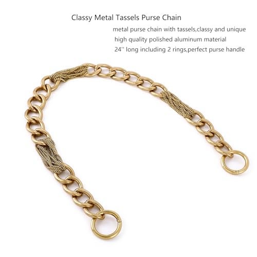 Yichain Classy Metal Tassels Bag Chains Purse Handles Shoulder Strap Replacement Charms Accessories (Antique Gold Big 24'') - Image 2