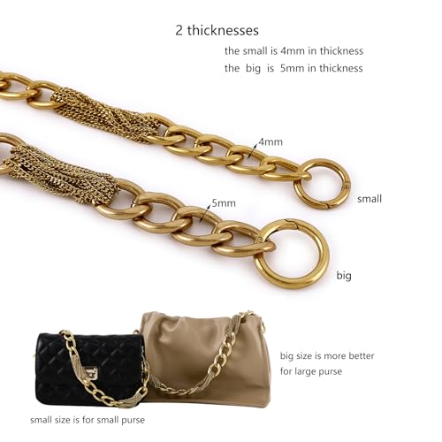 Yichain Classy Metal Tassels Bag Chains Purse Handles Shoulder Strap Replacement Charms Accessories (Antique Gold Big 24'') - Image 4