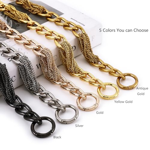 Yichain Classy Metal Tassels Bag Chains Purse Handles Shoulder Strap Replacement Charms Accessories (Antique Gold Big 24'') - Image 5