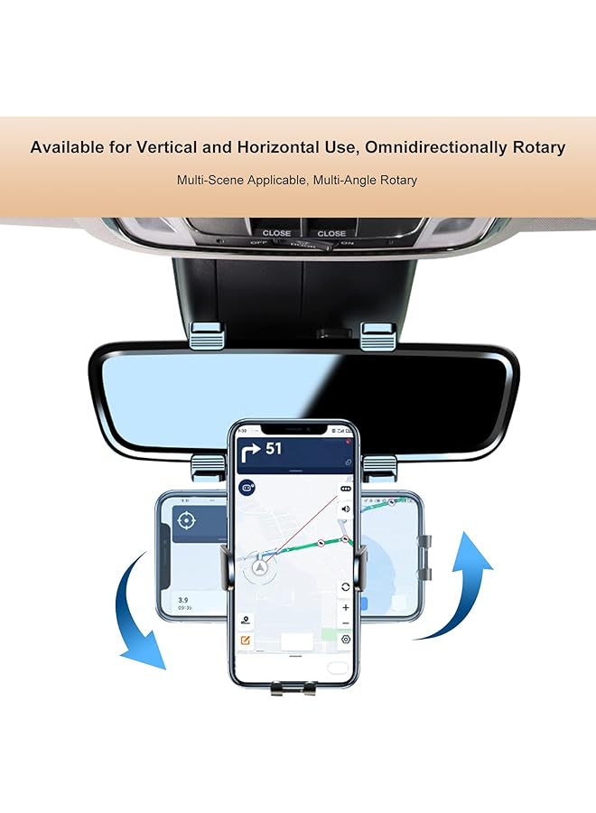 SYOSI Retractable Car Phone Holder Rear View Mirror Accessories, Multifunctional Rear View Mirror Phoneholder, Adjustable Phone Holder,Compatible With All Smart Phones - Image 5