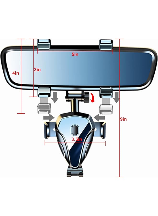 SYOSI Retractable Car Phone Holder Rear View Mirror Accessories, Multifunctional Rear View Mirror Phoneholder, Adjustable Phone Holder,Compatible With All Smart Phones - Image 3