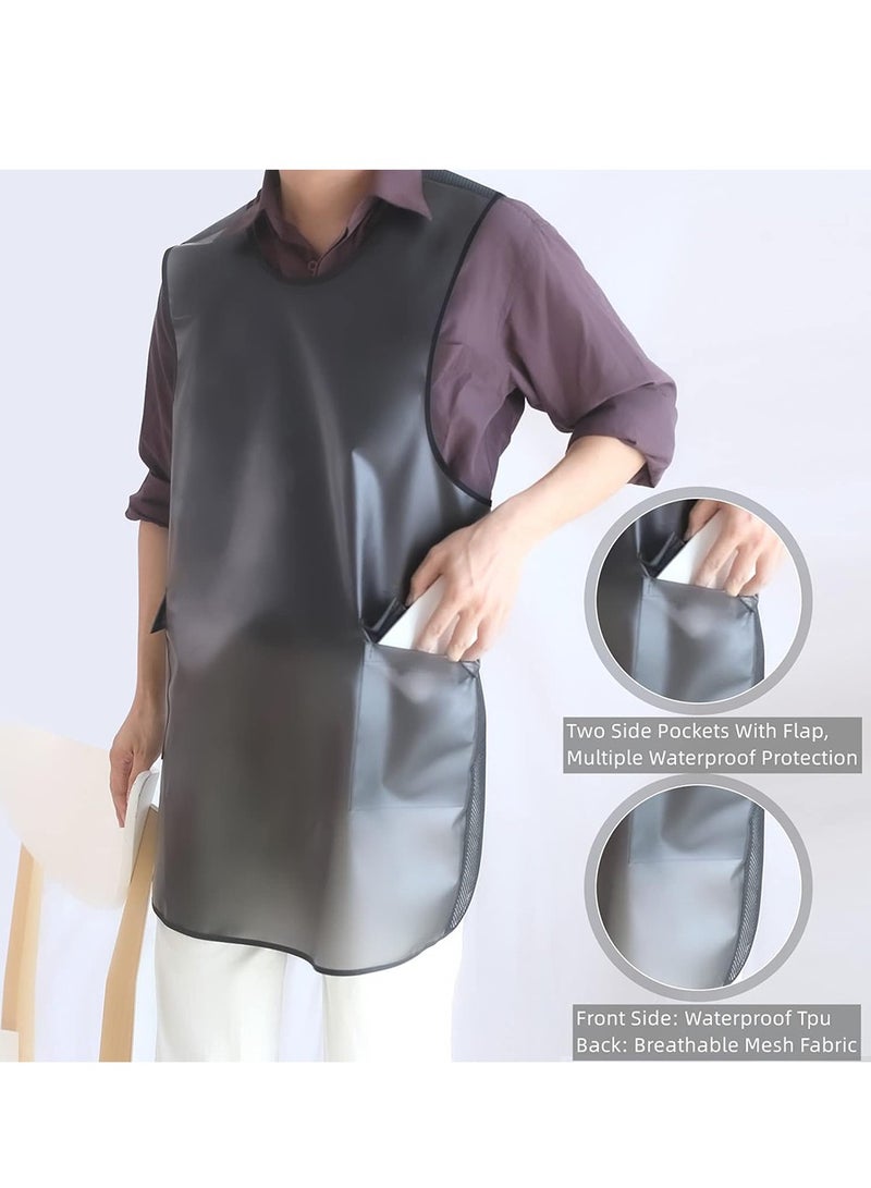 Zikra Apron, Waterproof Cross Back Apron with Pockets, Halter Apron for Cooking Apron for Dishwashing Cleaning Work with Water Black Translucent - Image 4