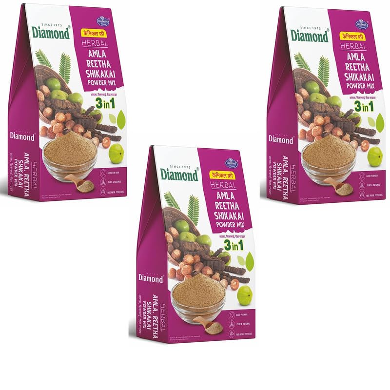 Diamond Herbal Amla Reetha Shikakai Powder Mix 125gPack of 3 - Image 1