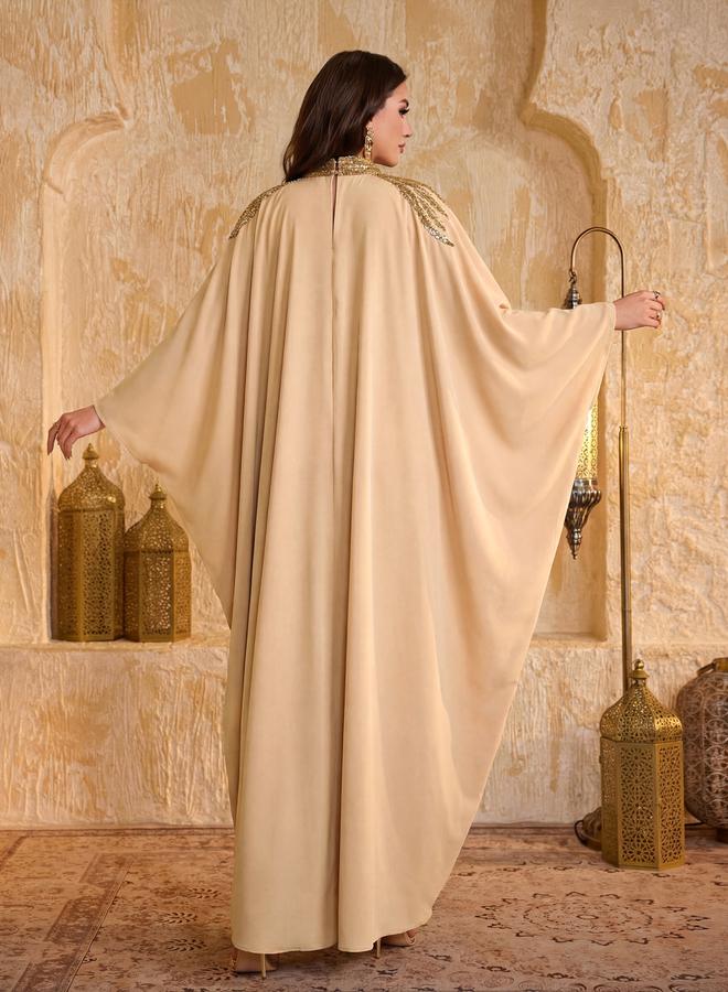 SUPGIR Beige Sequin Embellished Kaftan - Image 3