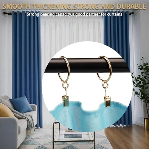 Exselens Curtain Rings with Eyelet for Curtain Rods 2 Inch Inner Diameter Metal Drapery Eyelet Curtain Rings Gold 24 Pcs Exselens - Image 4