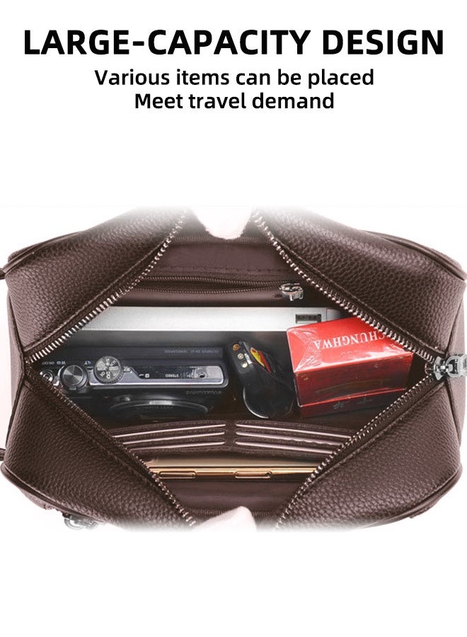 Fashionable Men'S Soft Leather Clutch - Large Capacity Mobile Phone Bag - Simple Casual Bag Made Of Soft High-Quality Leather, Suitable For Business Retro Trend Handbag Upgraded Version Large Capacity Mobile Phone Bag With Multiple Card Slots Brown, Waterproof And Wear-Resistant (Width 24cmx Height 13cm) - Image 3