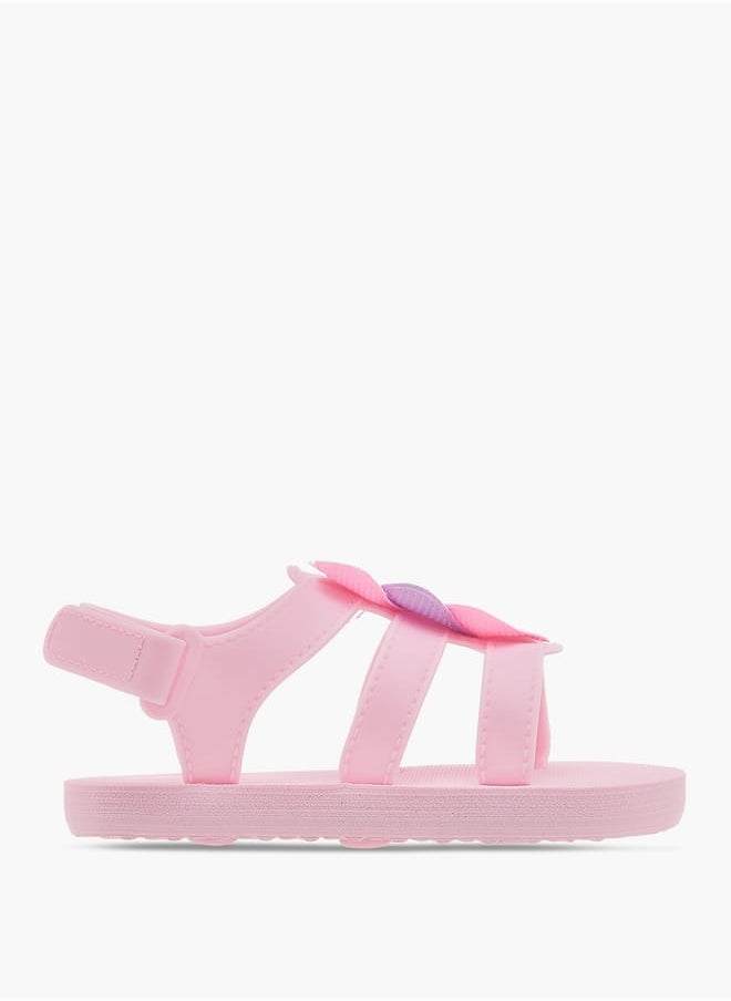 Aqua Girls Heart Accent Sandals with Hook and Loop Closure  - Image 1