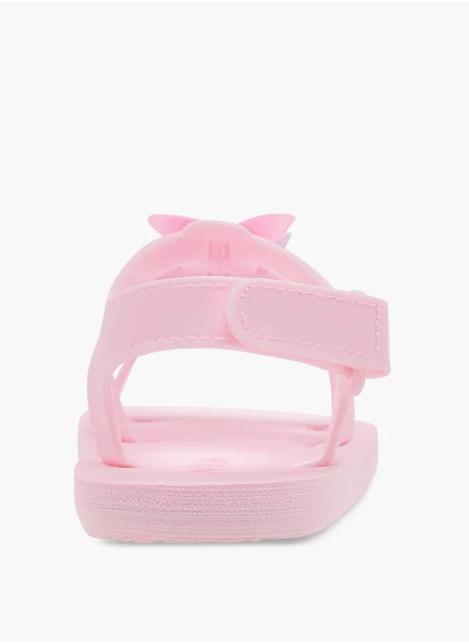 أكوا Girls Heart Accent Sandals with Hook and Loop Closure