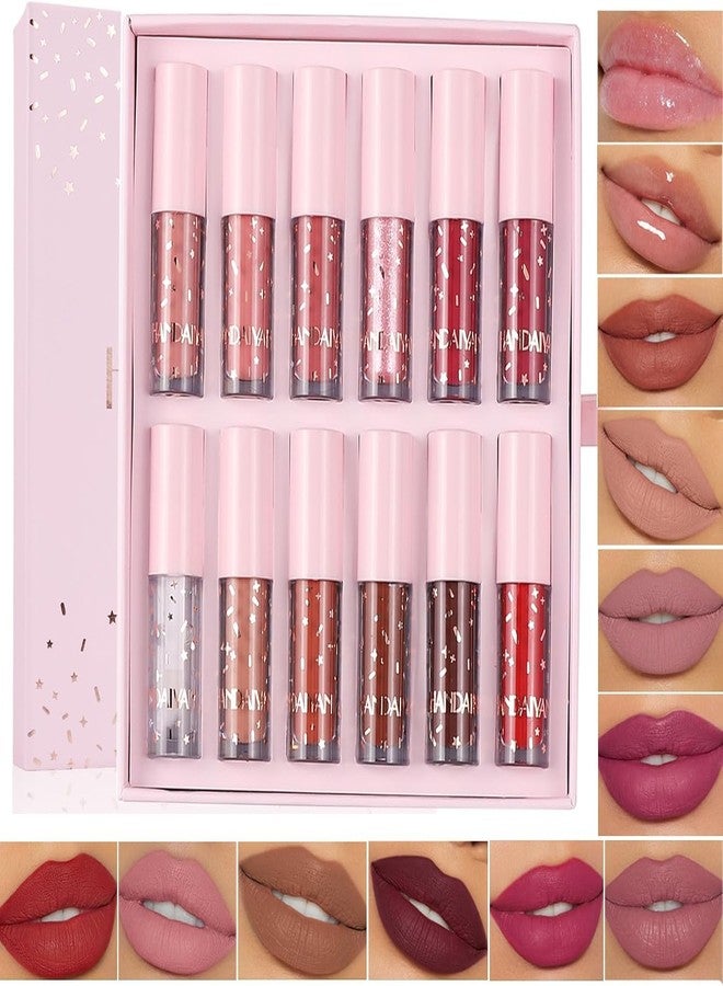 LOBE MIRACLE Matte Velvet Liquid Lipstick Set, 12 Long-Lasting, Waterproof Lip Glosses for Women, Pink (12SetPremium) (Ultra Shades, Set of 12) - Image 1