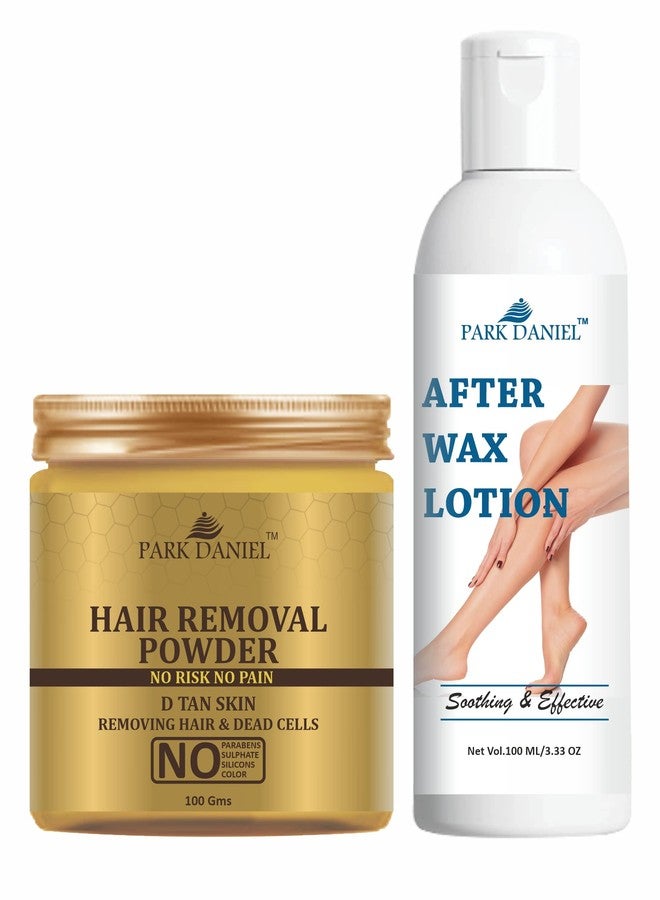 Park Daniel 100% Natural Hair Removal Powder and After Wax Lotion Instant Relief Action After Waxing Combo Pack of 2 of 100 Grams (200 Grams) - Image 1