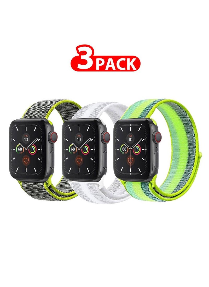 CATANES 3 Pack For Apple Watch 41mm 40mm 38mm Nylon Sport Loop Band Compatible With iWatch Series 7 SE 6 5 4 3 2 1 Men Women Braided Stretchy Nylon Loop Bands  - Image 1