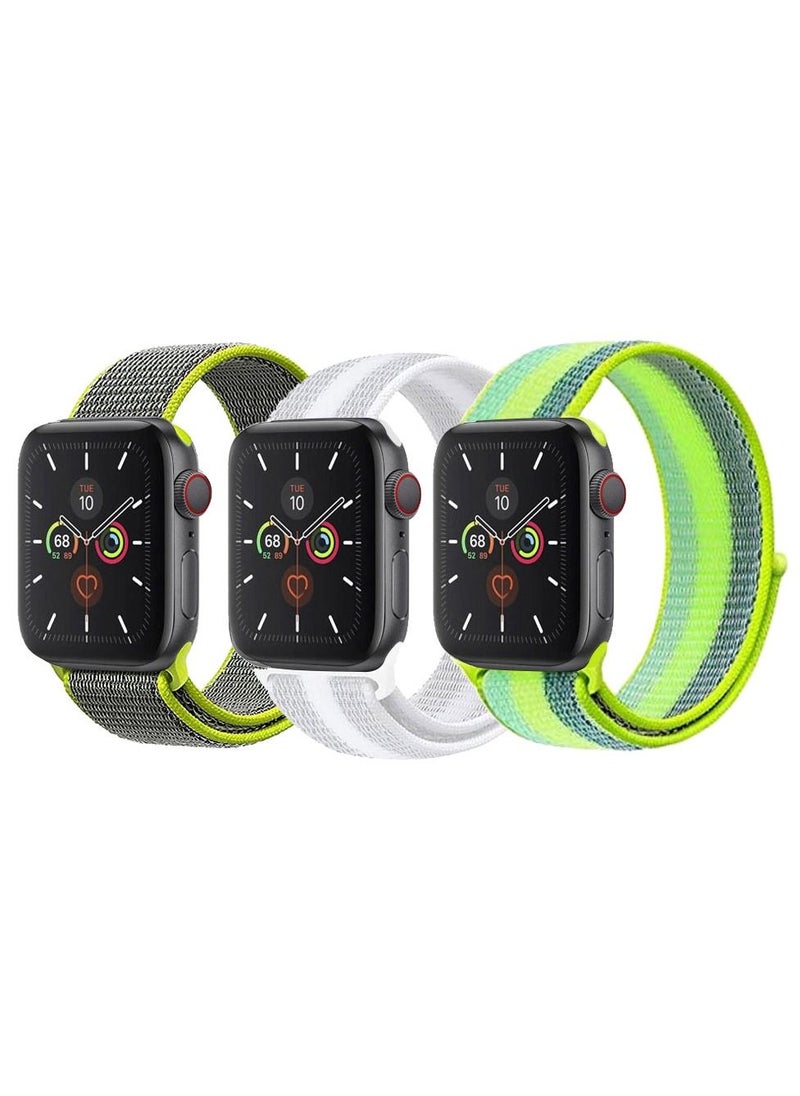 CATANES 3 Pack For Apple Watch 41mm 40mm 38mm Nylon Sport Loop Band Compatible With iWatch Series 7 SE 6 5 4 3 2 1 Men Women Braided Stretchy Nylon Loop Bands  - Image 2