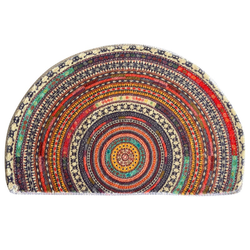 Half Round Door MatSemi Circle Bathroom Floor RugMandala Boho Bohemian NonSlip Welcome Entrance Way Absorbent Bath MatMicrofiber Tufted Indoor Rug for Kitchen Living Room Multicolor