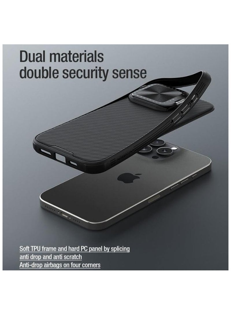 Nillkin CamShield Prop Magnetic Case Rugged Shockproof Case With Hard Back Soft Border Pc And Tpu Shock Absorb Cover Slide Camera Cover Camera Protect Fits Apple iPhone 16 Pro Max - Black - Image 5