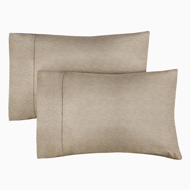 CGK Unlimited CGK Unlimited King Pillow Cases Set of 2 - Soft  Hotel Quality Pillowcase Covers - Comfy Bedding - Machine Washable Pillow Protectors - 2 Piece - King Size Heathered Beige Pillow Cover  - Image 1
