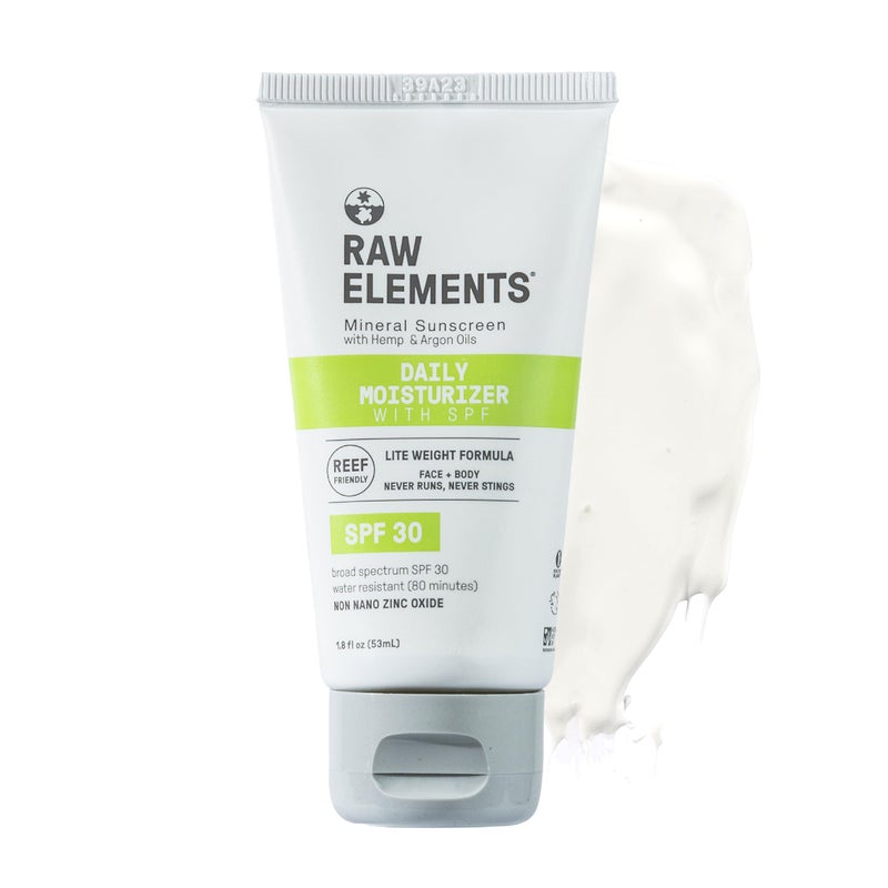 Raw Elements Daily Lifestyle Moisturizer Bio-Resin Tube - SPF 30, UVA-UVB Protection, Non-Nano Zinc, Reef-Safe, Water Resistant, 1.8 oz - Image 1