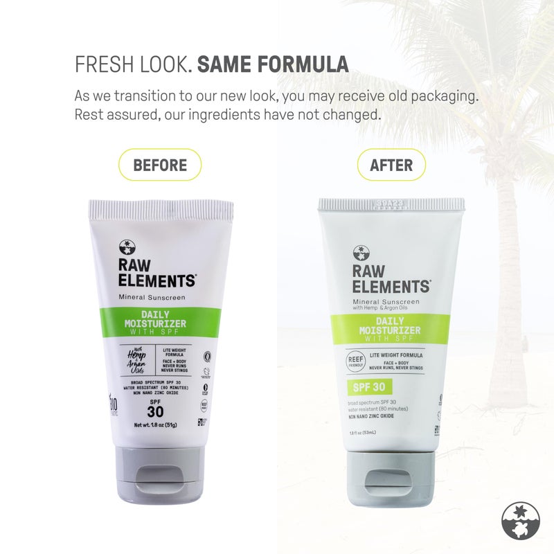 Raw Elements Daily Lifestyle Moisturizer Bio-Resin Tube - SPF 30, UVA-UVB Protection, Non-Nano Zinc, Reef-Safe, Water Resistant, 1.8 oz - Image 2