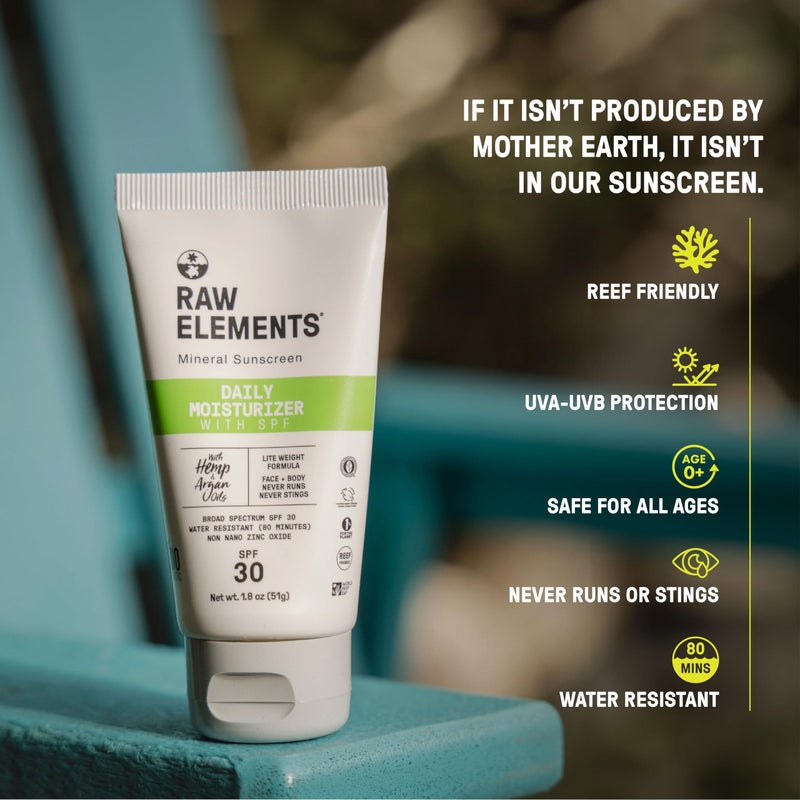 Raw Elements Daily Lifestyle Moisturizer Bio-Resin Tube - SPF 30, UVA-UVB Protection, Non-Nano Zinc, Reef-Safe, Water Resistant, 1.8 oz - Image 4