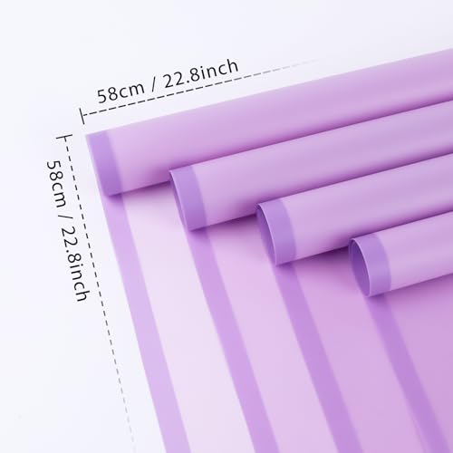 FUHITIM 20 Sheets Flower Wrapping Paper - Waterproof Floral Bouquet Packaging Paper for DIY Crafts，Florist Supplies Packaging Paper for Wedding Birthday Gift (Translucent Lilac Purple) - Image 2