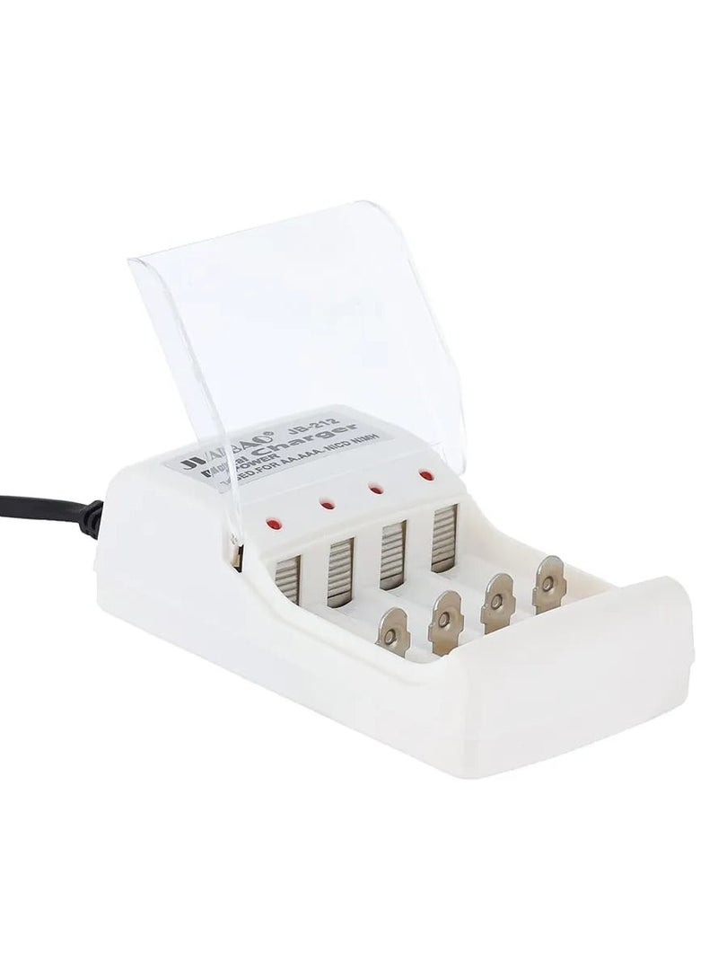 جا باو شاحن بطارية بأربع فتحات مع بطاريات باللون الأبيض - Image 2