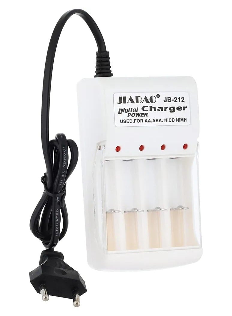 جا باو شاحن بطارية بأربع فتحات مع بطاريات باللون الأبيض - Image 3