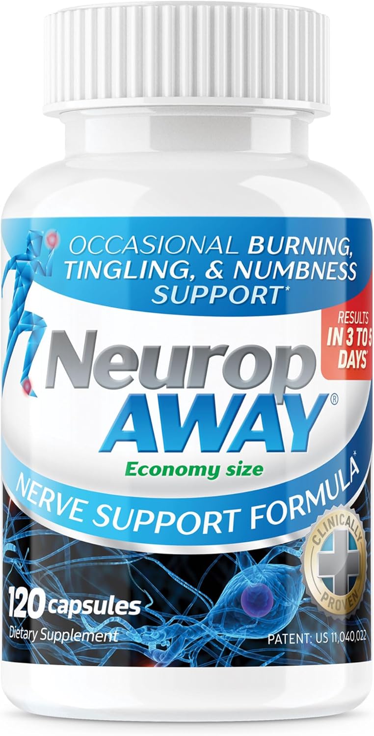 NeuropAWAY مكمل دعم الأعصاب NeuropAWAY حمض ألفا ليبويك للمساعدة في توفير الراحة الصحية للأعصاب في غضون 5 أيام فقط أسيتيل إل كارنيتين تاورين فيتامين ب12 إل سيترولين 120 كبسولة - Image 1