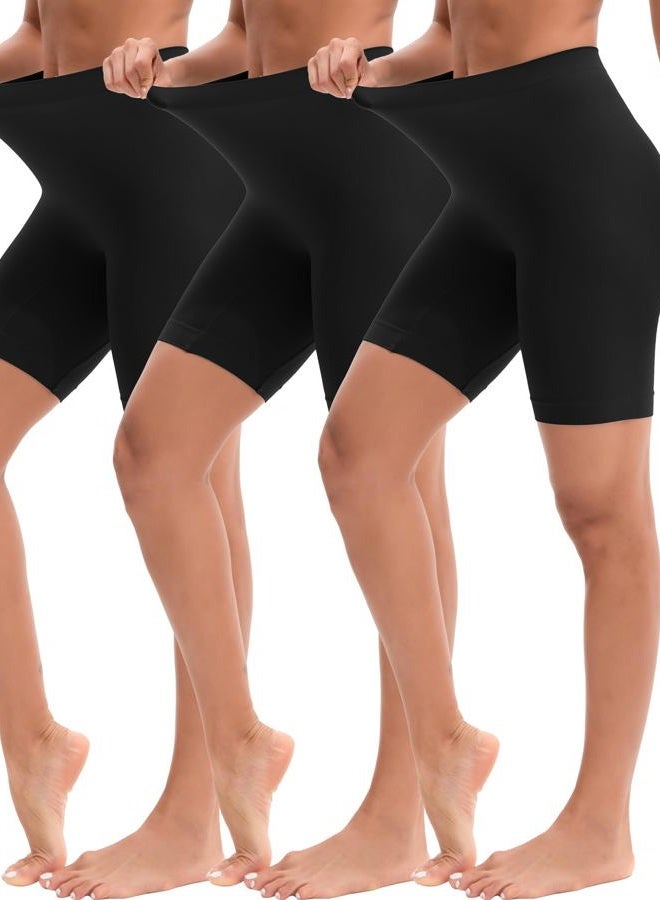 INNERSY شورتات نسائية قصيرة تحت الفساتين عالية الخصر صيفية 3-pack (أسود، متوسط) - Image 1