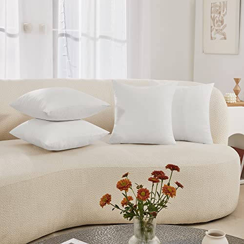 Deconovo Throw Pillow Covers 18 x 18 Inch Set of 4 Covers Only No Insert Faux Linen Decorative Square Pillowcases with Hidden Zipper for Couch Sofa Bed Living Room Natural White Warm OffWhite - Image 1