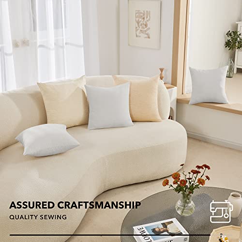Deconovo Throw Pillow Covers 18 x 18 Inch Set of 4 Covers Only No Insert Faux Linen Decorative Square Pillowcases with Hidden Zipper for Couch Sofa Bed Living Room Natural White Warm OffWhite - Image 3
