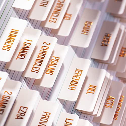 DiverseBee Laminated Bible Tabs (Copper Embossed Lettering), Bible Journaling Supplies, Bible Book Tabs, Christian Gift, 73 Bible Tabs for Women and Men, Includes 4 Blank Tabs (Alabaster) - Image 3