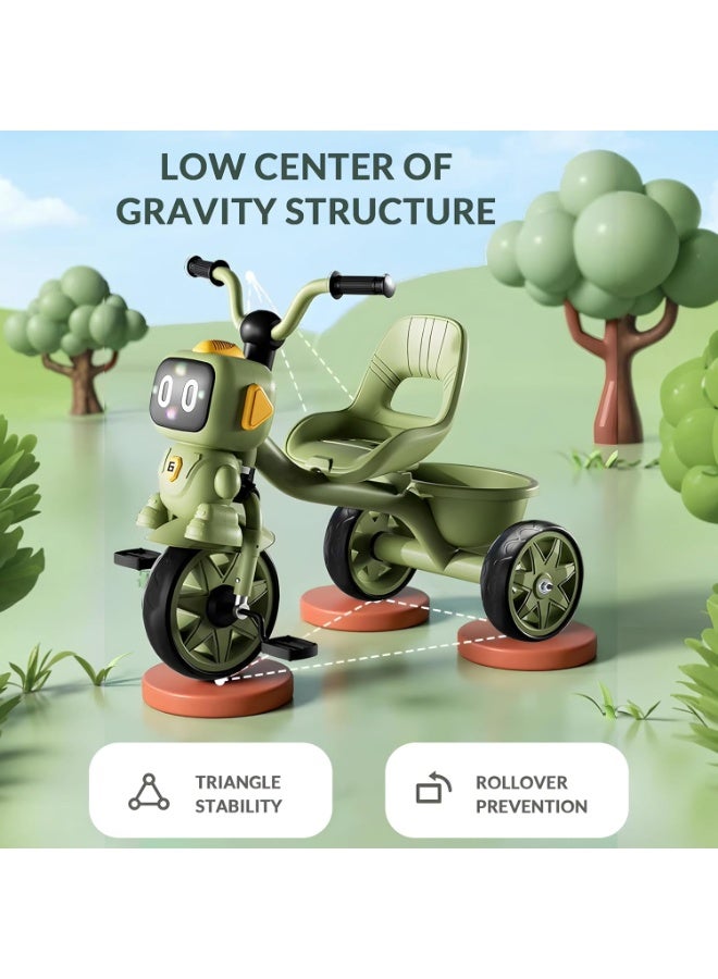 DubaiGallery Toddler Toys Tricycle for Kids 2-5 Years - Balance Bike with Light & Music, Strong Steel Frame, Kids Tricycle with 3 Wheels & Back Storage Basket - Perfect Ride-On Toy for Boys & Girls  - Image 5