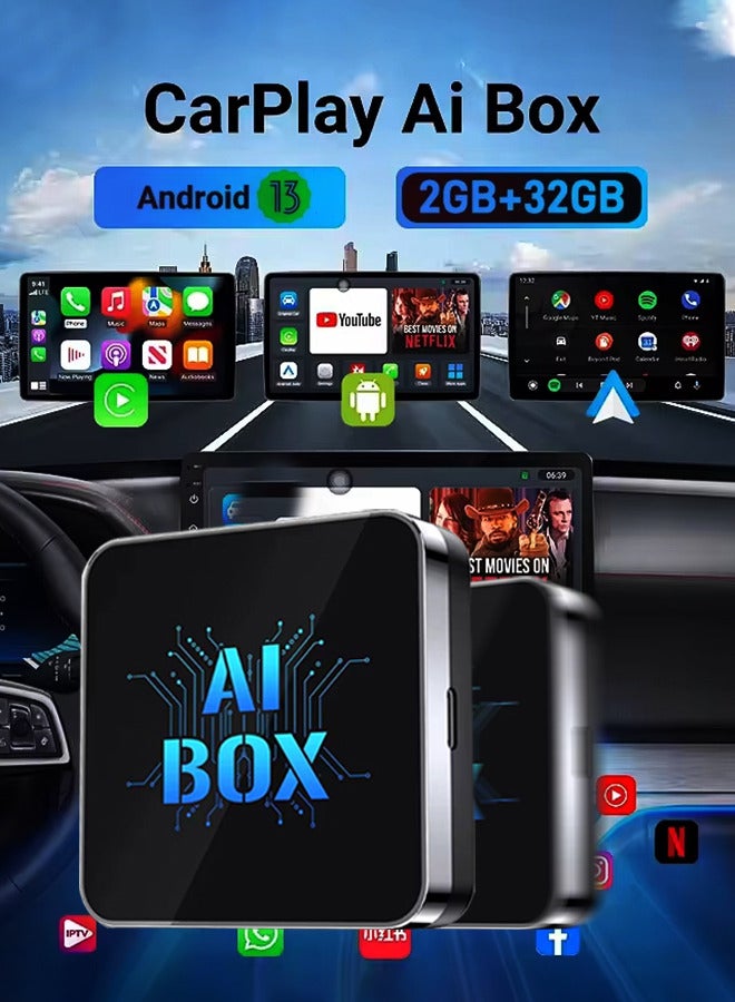 Generic Newest Wireless CarPlay Adapter Supports YouTube, Netflix & More Wired CarPlay to Wireless Dongle, AI Box CarPlay 2 in 1 Wireless AI Box Plug & Play  - Image 1