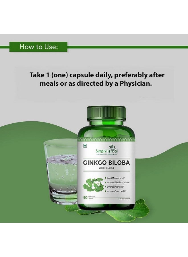 Simply Herbal جنكو بيلوبا 120 ملغ مع مستخلص باكوبا مونييري 380 ملغ لتحسين التركيز، تحسين الدورة الدموية، تعزيز اليقظة، الذاكرة والتعلم، 90 كبسولة - Image 4