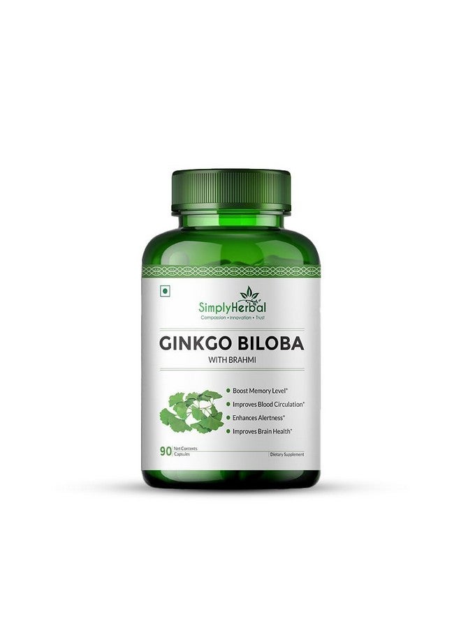 Simply Herbal جنكو بيلوبا 120 ملغ مع مستخلص باكوبا مونييري 380 ملغ لتحسين التركيز، تحسين الدورة الدموية، تعزيز اليقظة، الذاكرة والتعلم، 90 كبسولة - Image 1