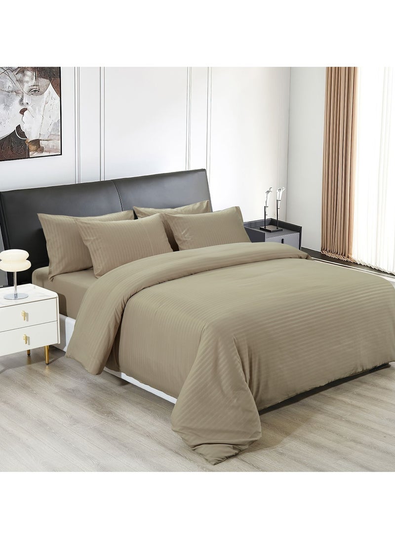 AL RAID 6-Piece King Size Bed Sheet Set – Luxury Weave & Hidden Zipper Closure Include 1 Fitted Sheet with 1 Duvet Cover and 4 Pillow Cases 220x240cm