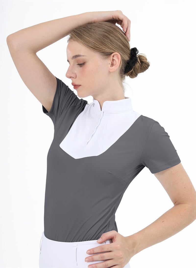 general Women Short Sleeve Equestrian T-shirts Summer Breathable Riding Horse Tops with M Pattern Equestrian Clothes - Image 1
